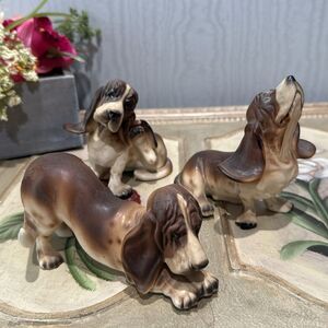 Vintage Norcrest Basset Hound Figurines Japan PLEASE READ DESCRIPTION